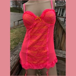 - Just Sexy Pink Lace Overlay Lingerie Set SZ L! NEW!
